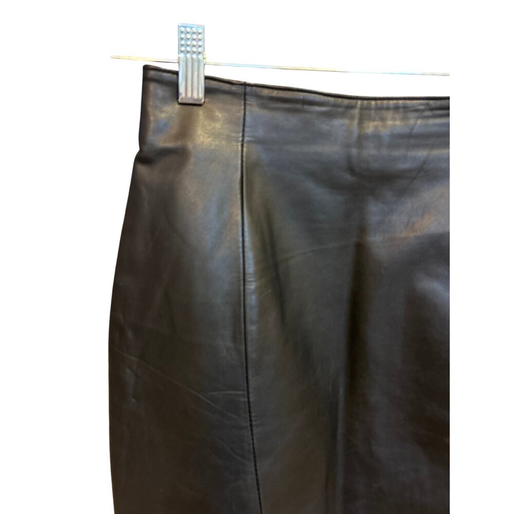BYRNES & BAKER | Vintage Black 100% Leather Pencil Skirt | 10 - Picture 3 of 11